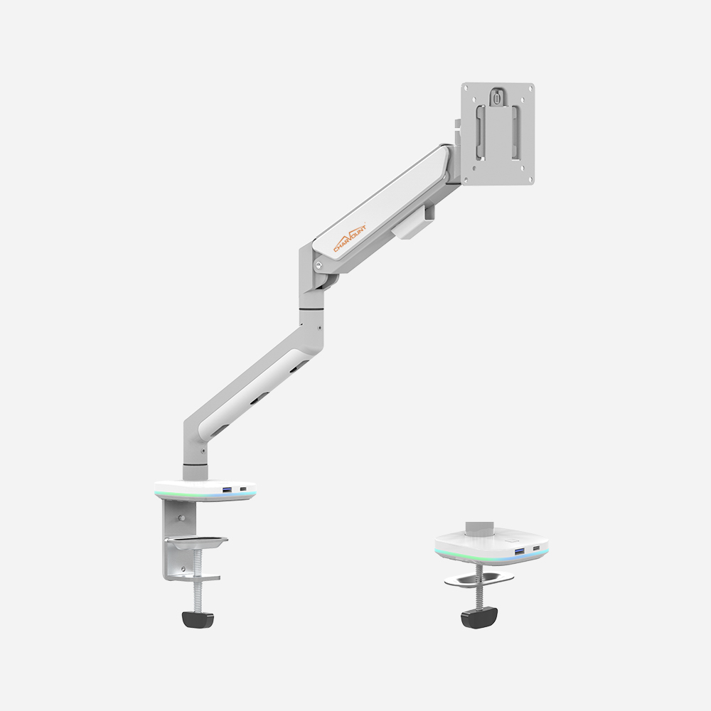 Gas Spring Single Monitor Arm with RGB Lights