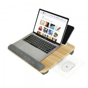 BAMBOO LAPTOP TABLE WITH PAD AND PHONE HOLDER FOR BED