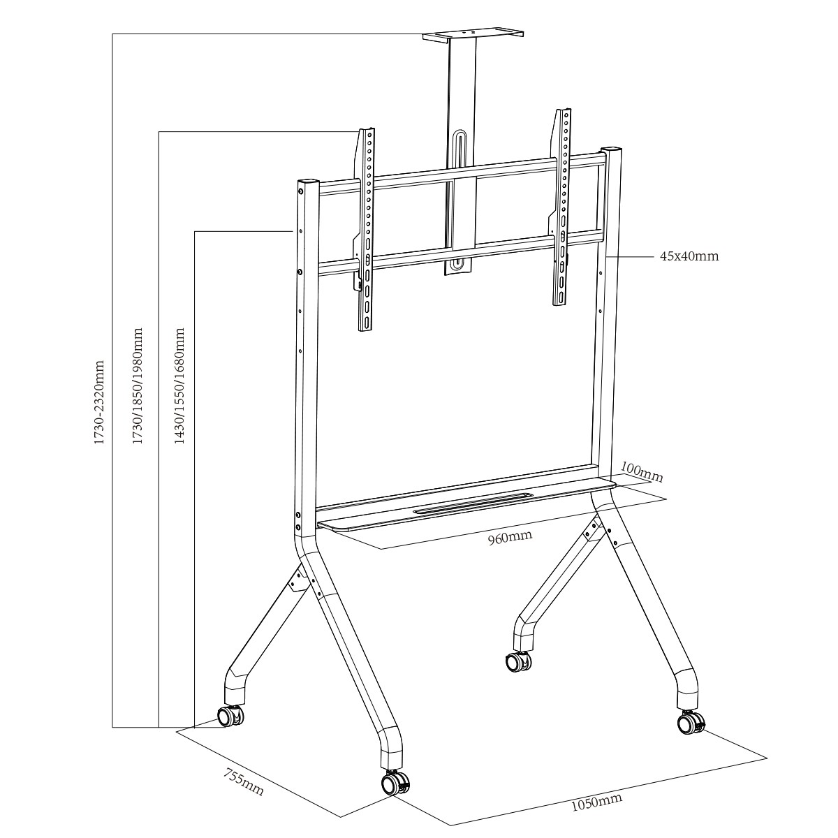 Floor TV Stand with Wheels