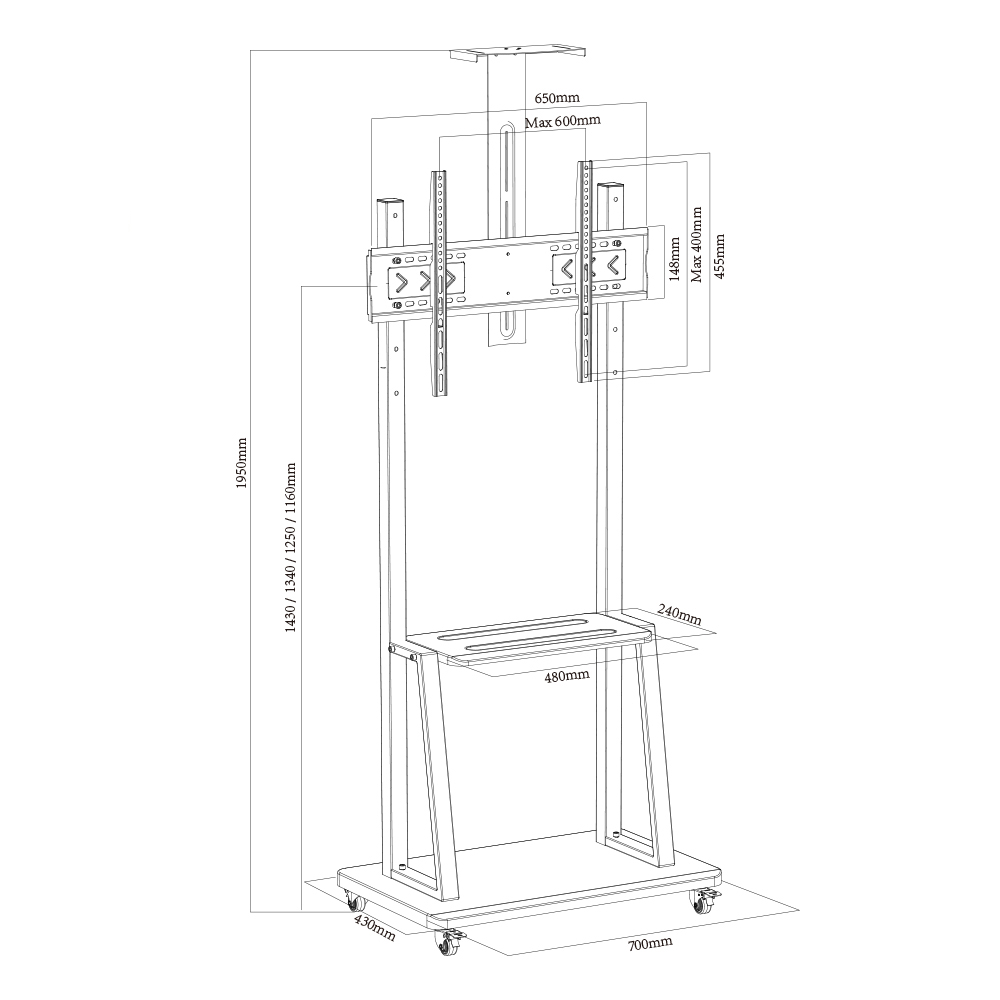 Adjustable Removeable TV Stand LED TV Cart