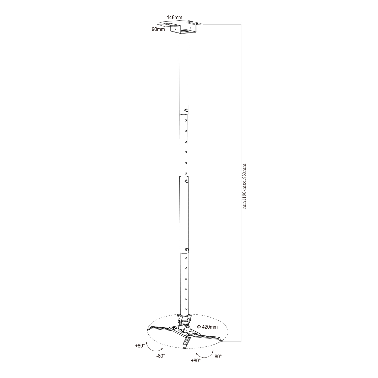 Long Arm Projector Wall Mount Bracket