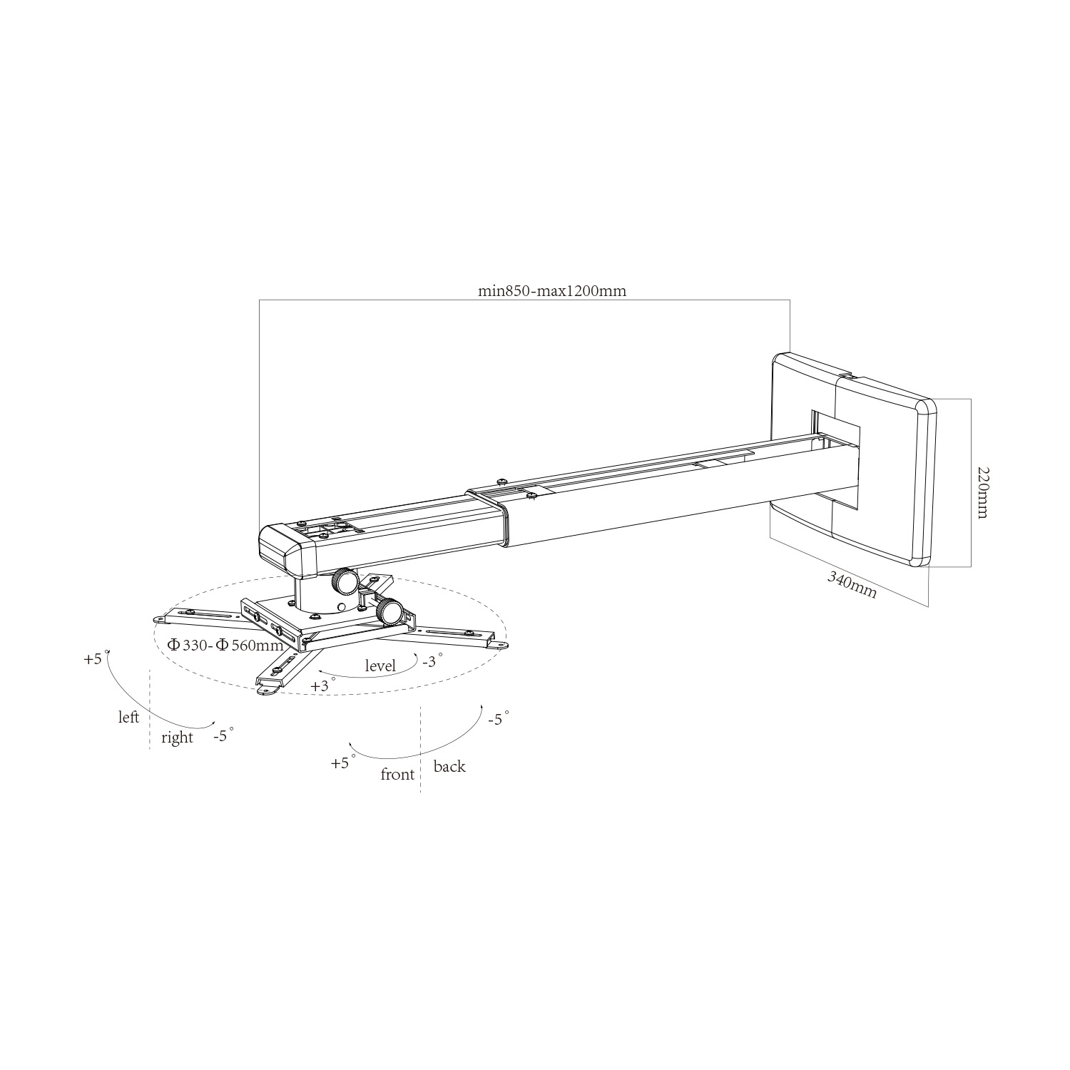 Extension-type Wall Mount Projector Stand Mount Bracket