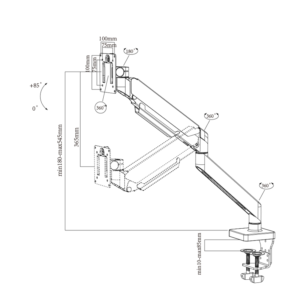 Heavy-Duty Gas Spring Single Monitor Arm