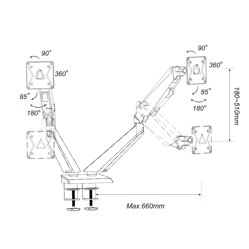 Gaming Dual Monitor Arm Mount