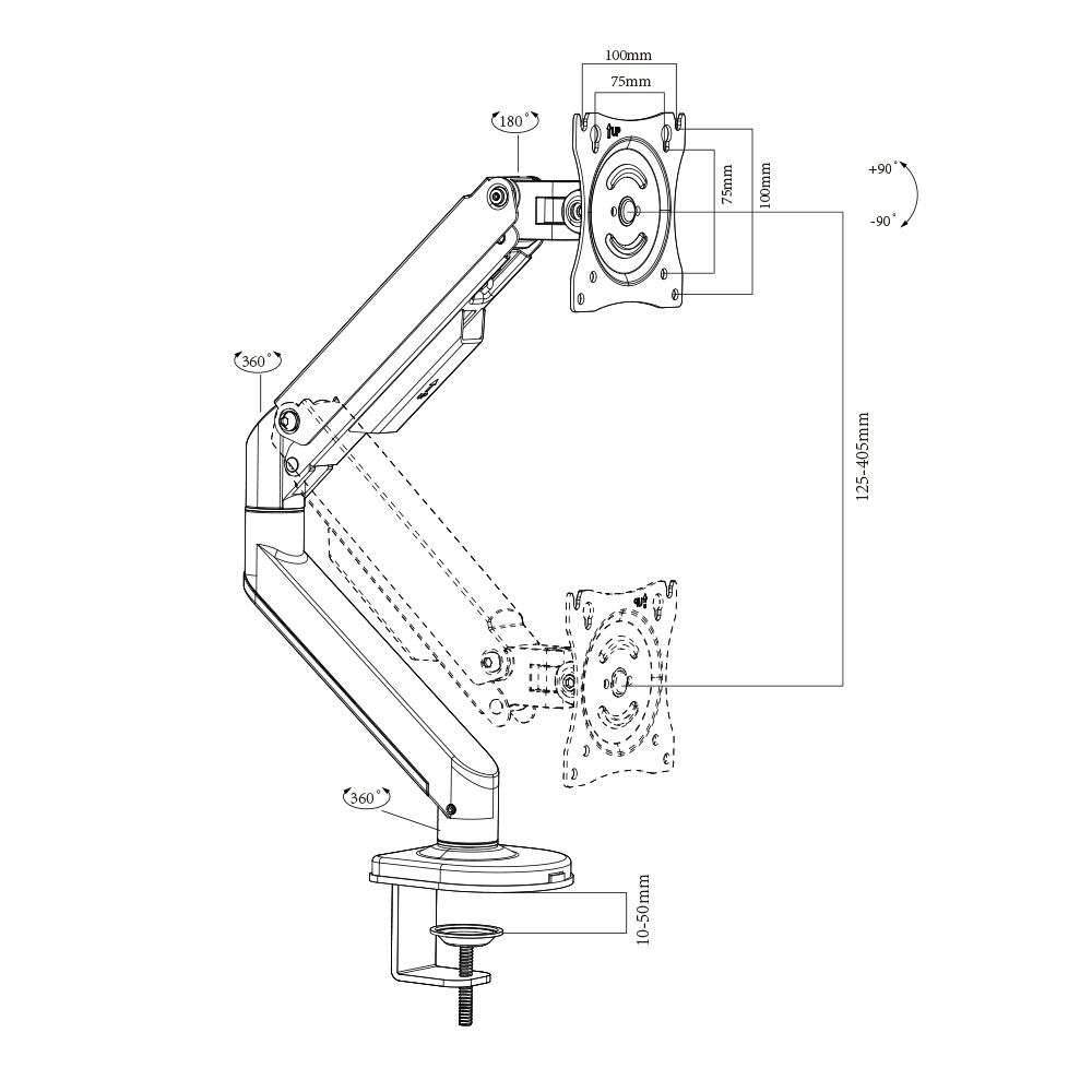 Mechanical Spring Monitor Arm Mount