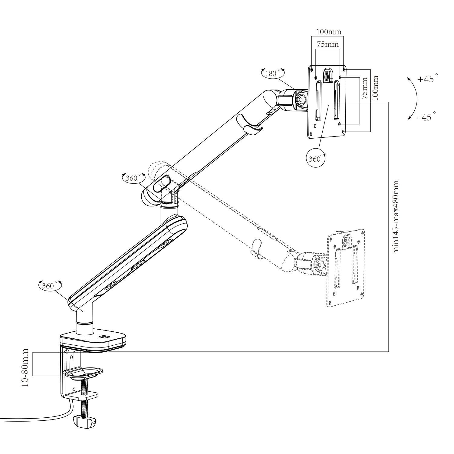 Gaming Monitor Arm with Elastic Adjustment Button