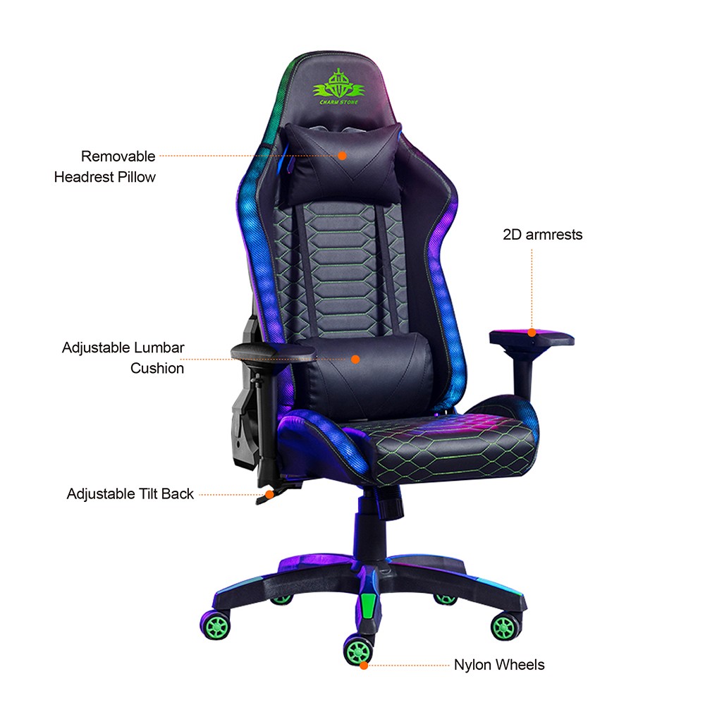 Gaming Chair Ergonomic Leather Chair with RGB Light