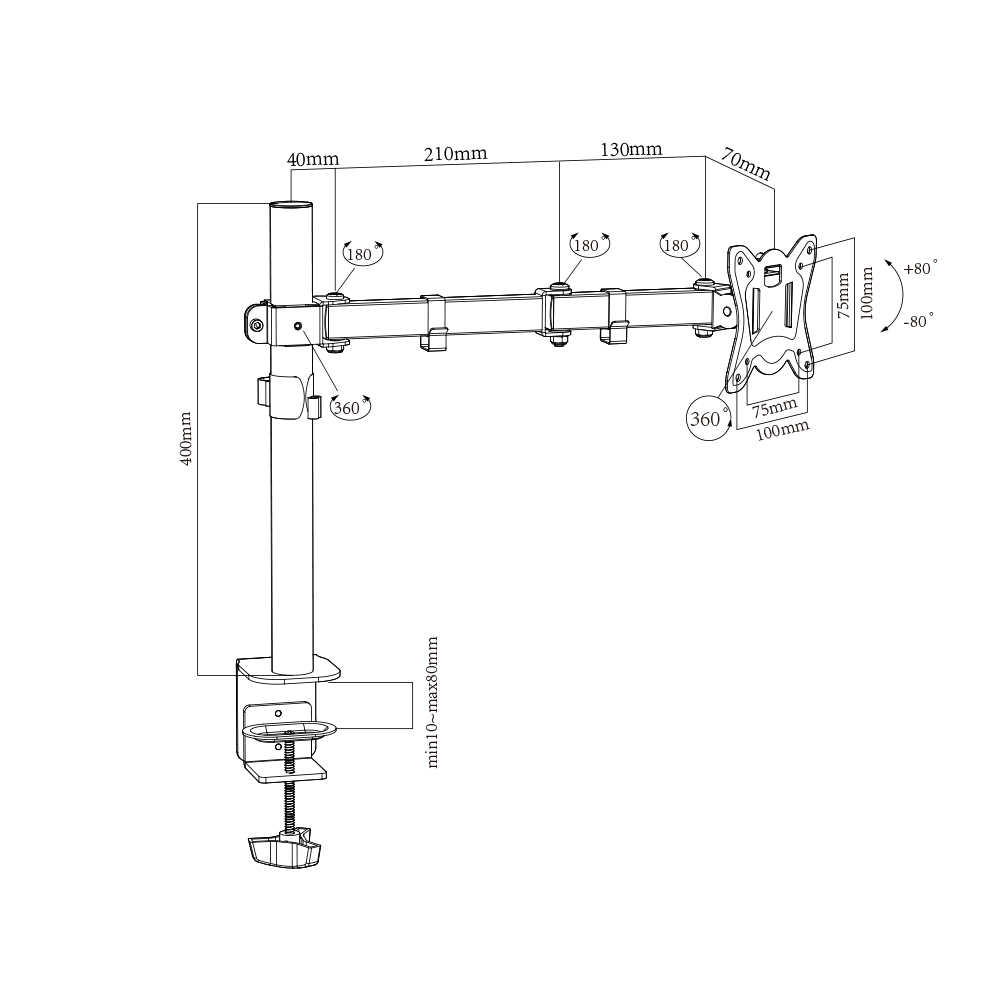 LONG ARM SINGLE MONITOR ARM STAND