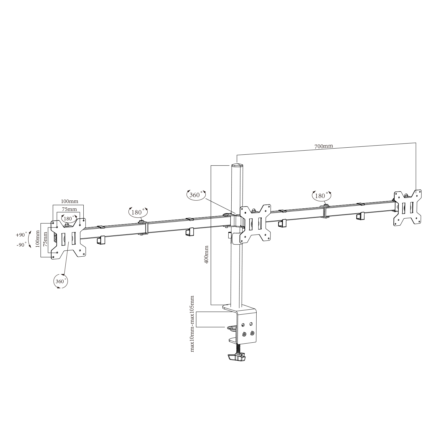 TRIPLE MONITOR ARM MOUNT STAND