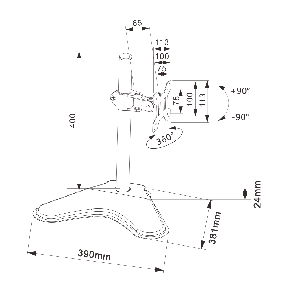 TILTABLE MONITOR STAND WITH CABLE MANAGEMENT