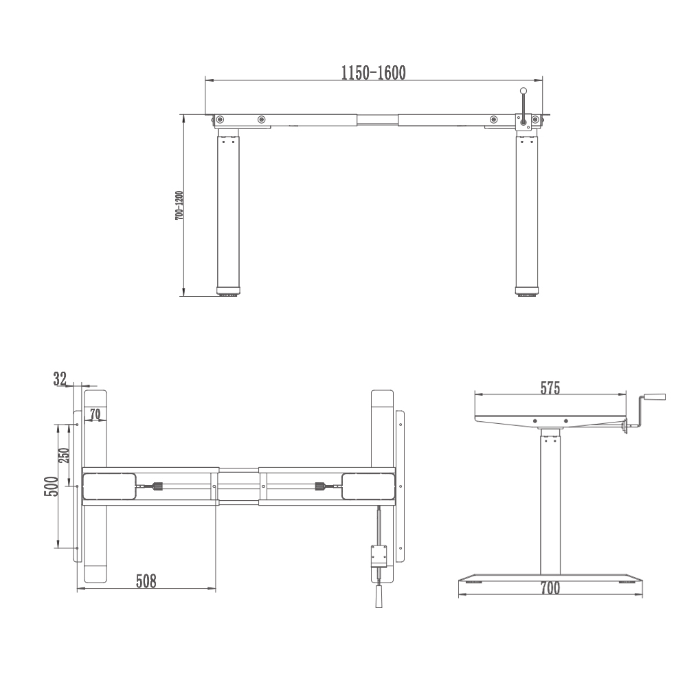 MANUAL STAND PC COMPUTER TABLE OFFICE DESKS FRAME