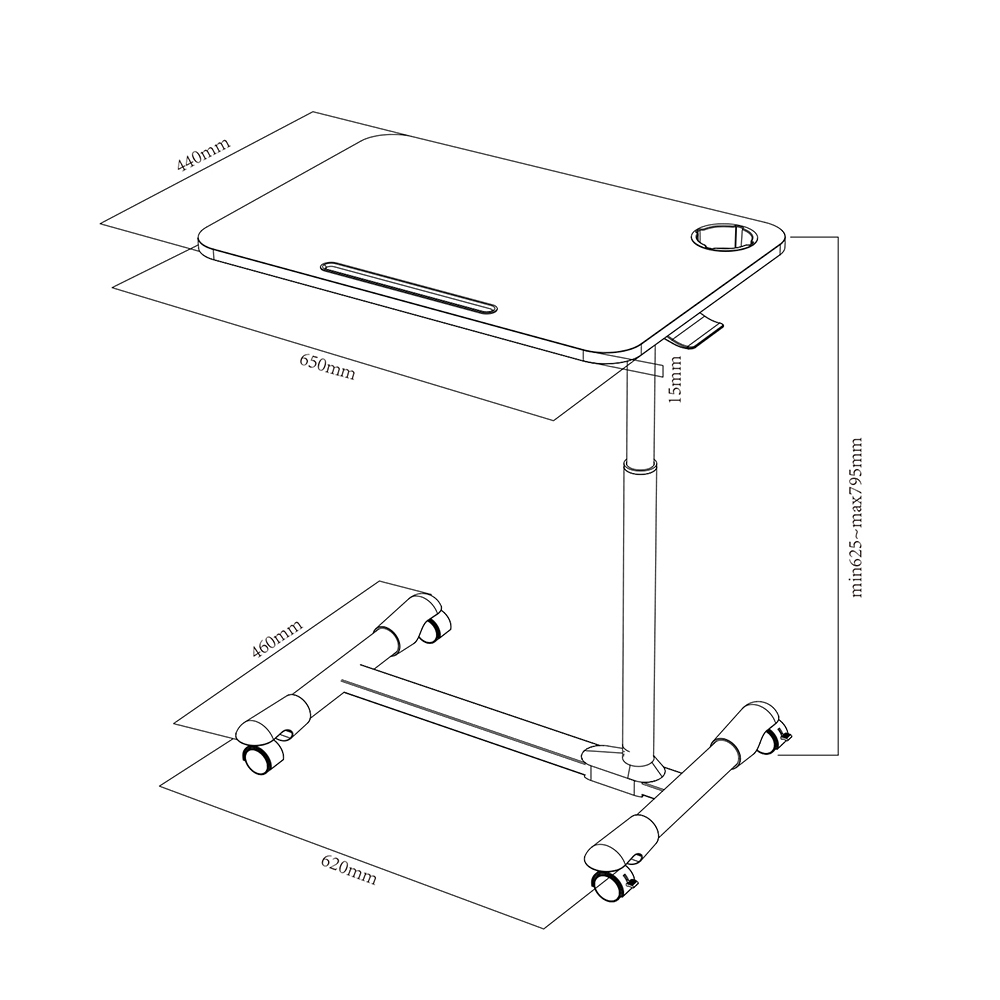 HEIGHT ADJUSTABLE MOBILE LAPTOP PORTABLE STANDING DESK ROLLING TABLE CART