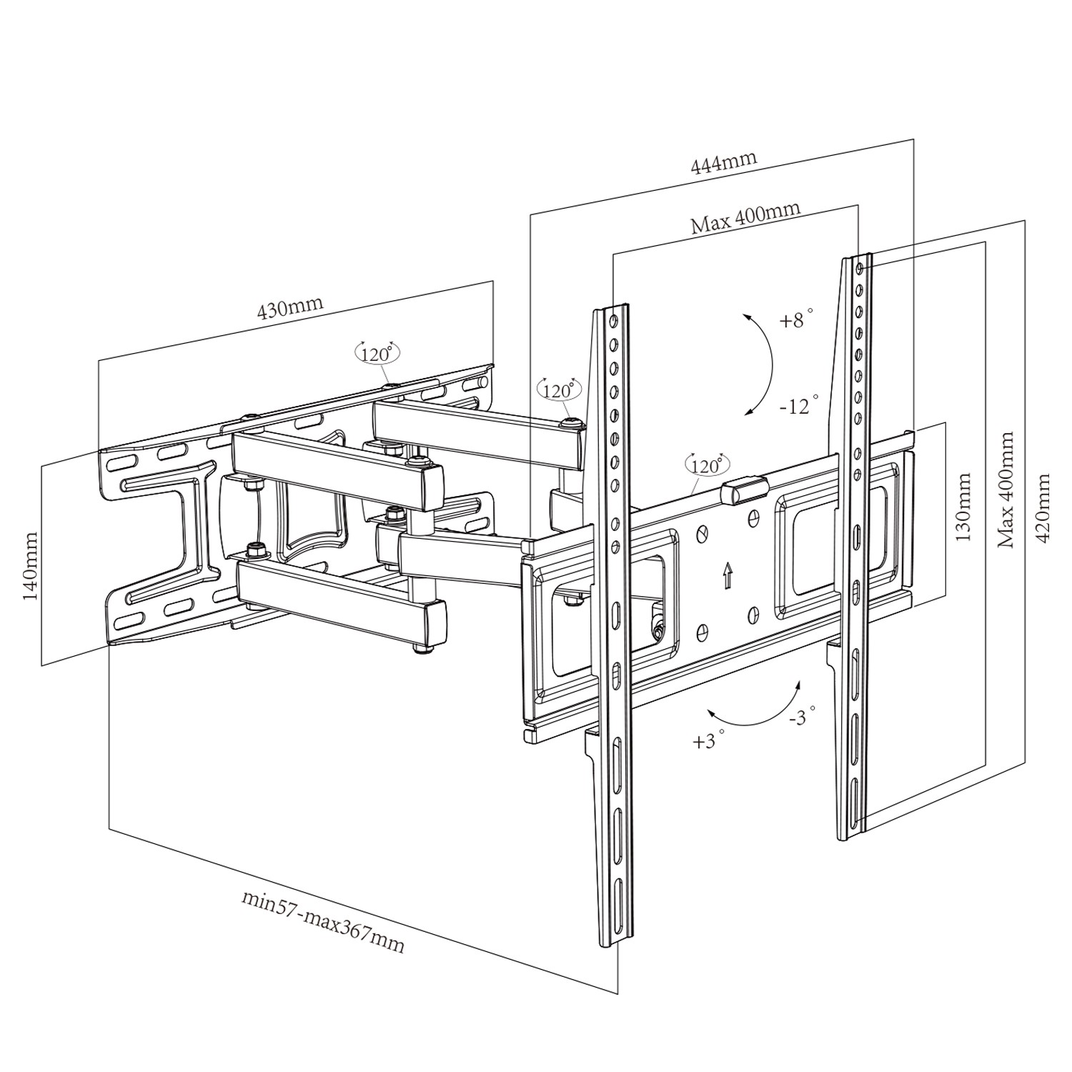 Full Motion TV Bracket TV Mount with Swivel and Tilt