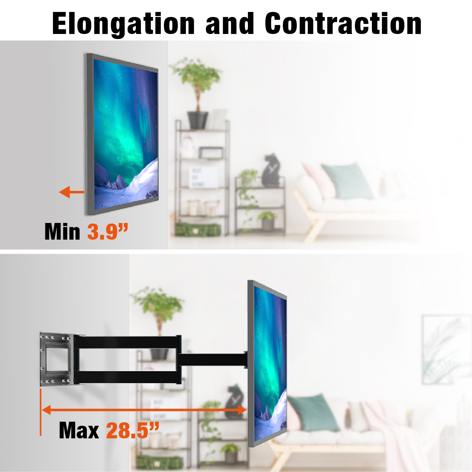 Extra Long Single Cantilever Heavy Duty Full Motion TV Wall Mount