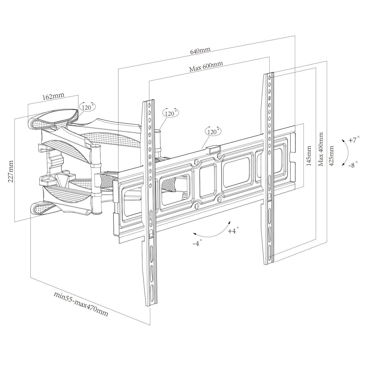 Universal Mounting Pattern Cantilever TV Wall Mount Bracket