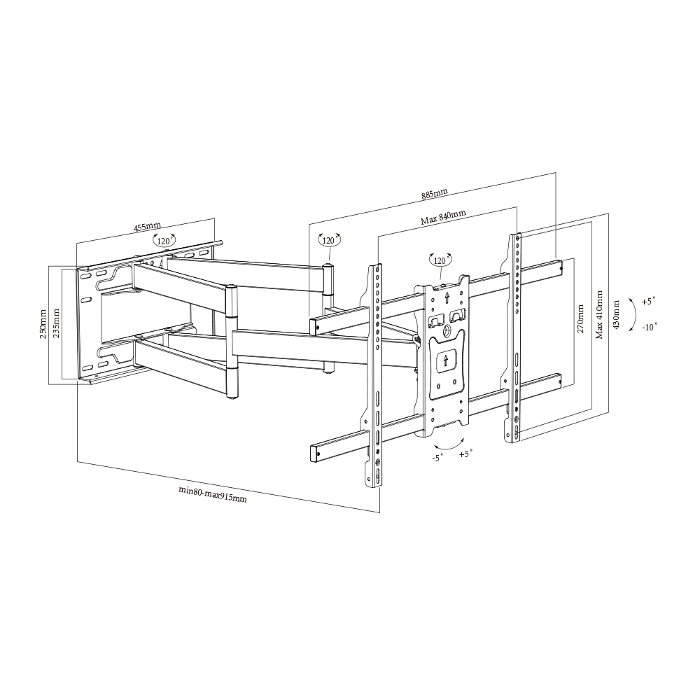 TV Full Motion Tilt & Swivel Television Wall Bracket