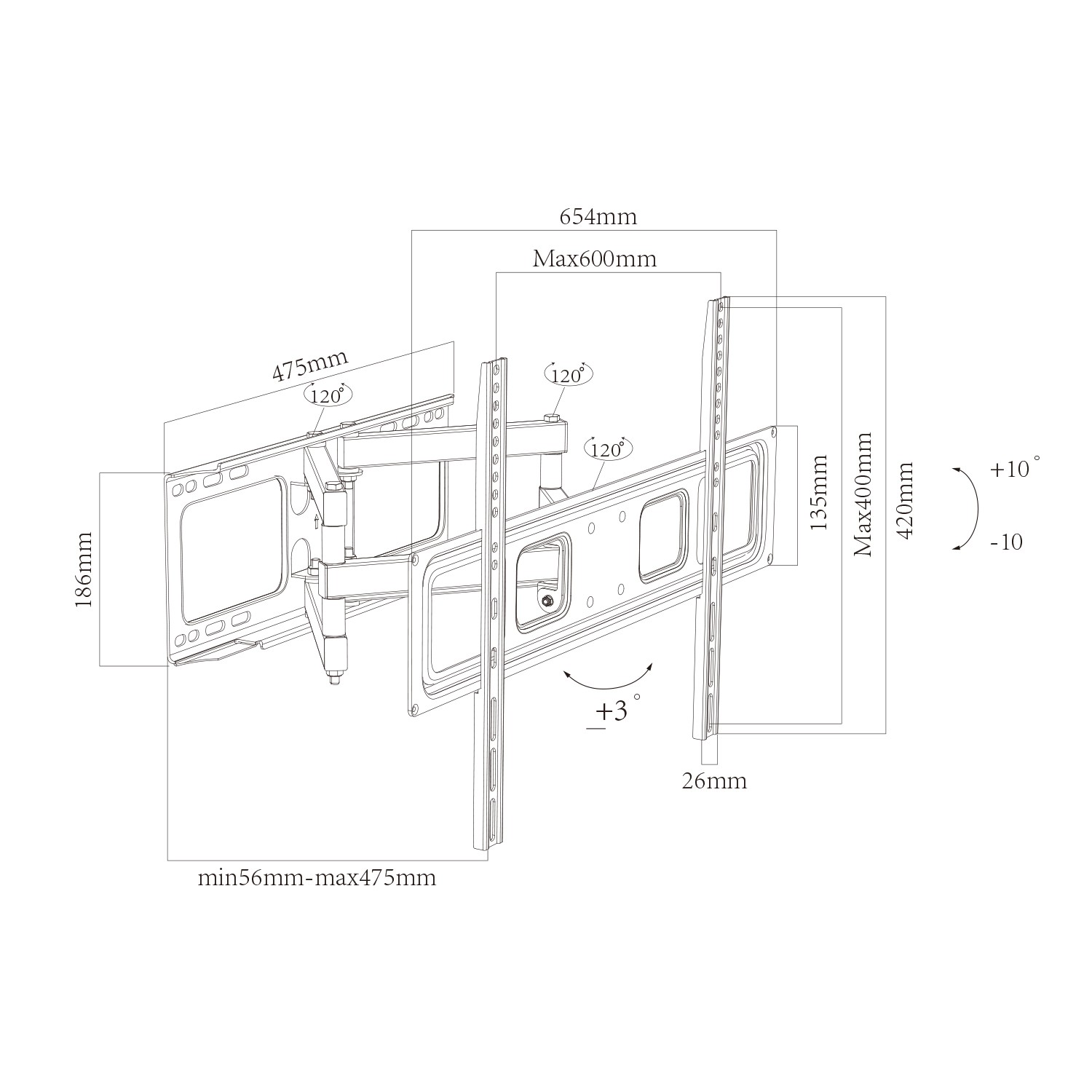 Full Motion TV Monitor Wall Mount