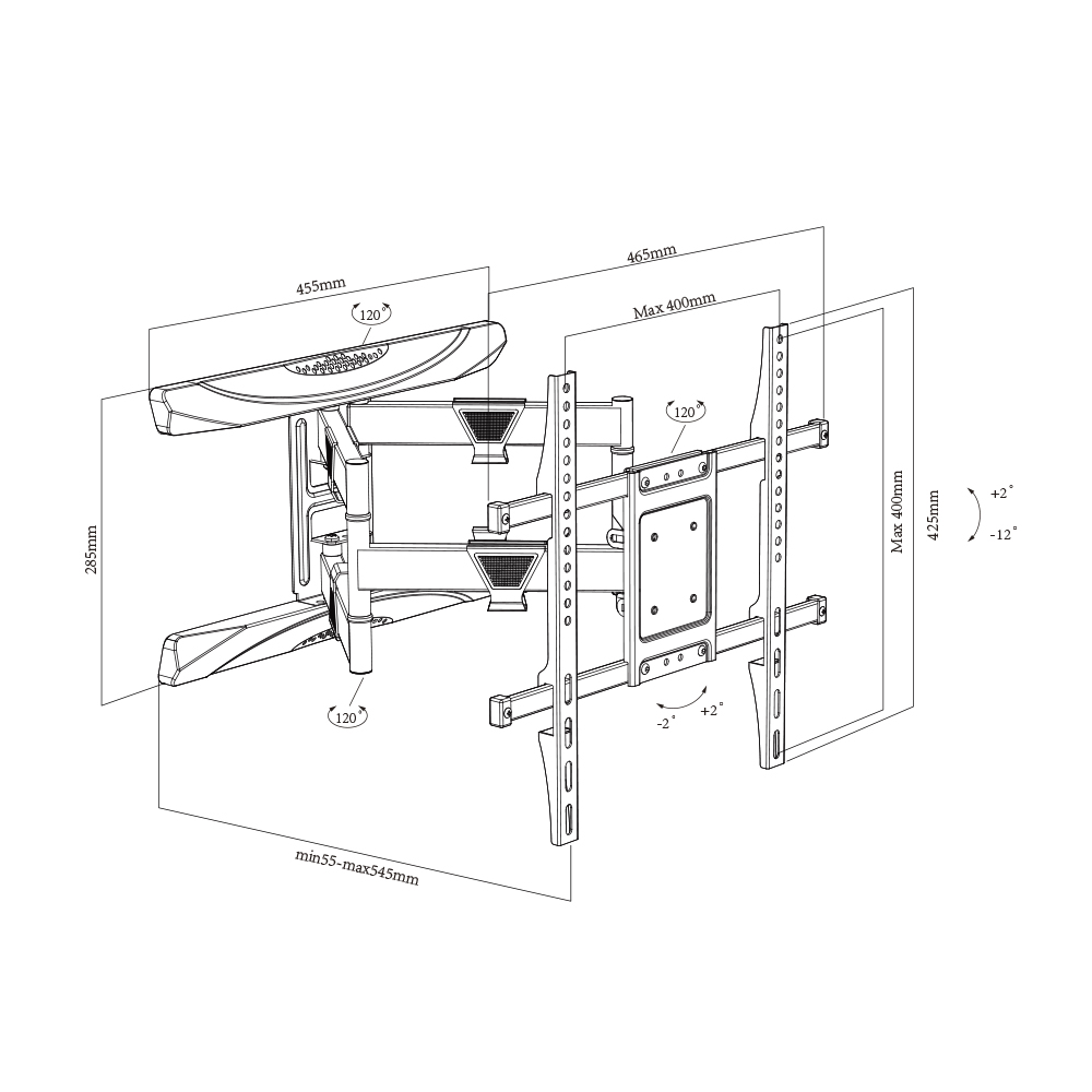 Wall Mount Full Motion TV Bracket