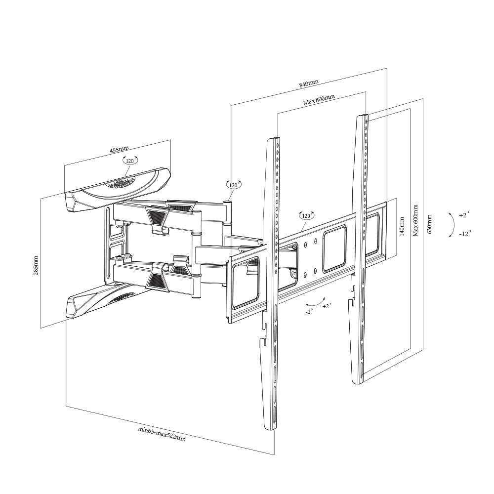 Universal Mounting Pattern Cantilever TV Wall Mount