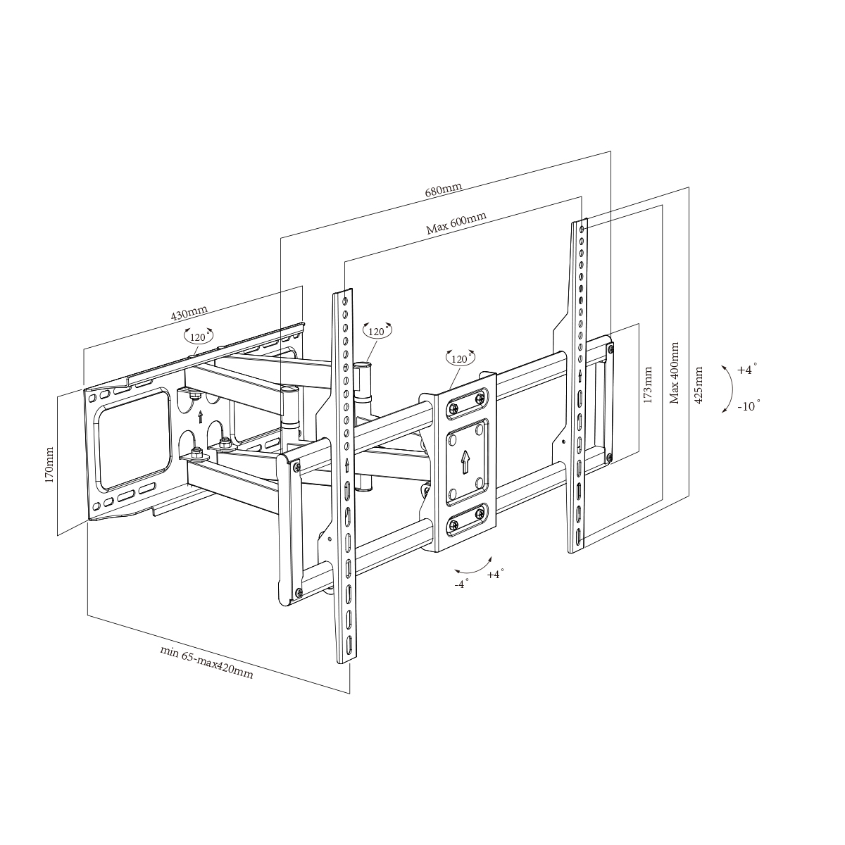 TV Monitor Wall Mount Bracket Monitor Arm with for Smart TV