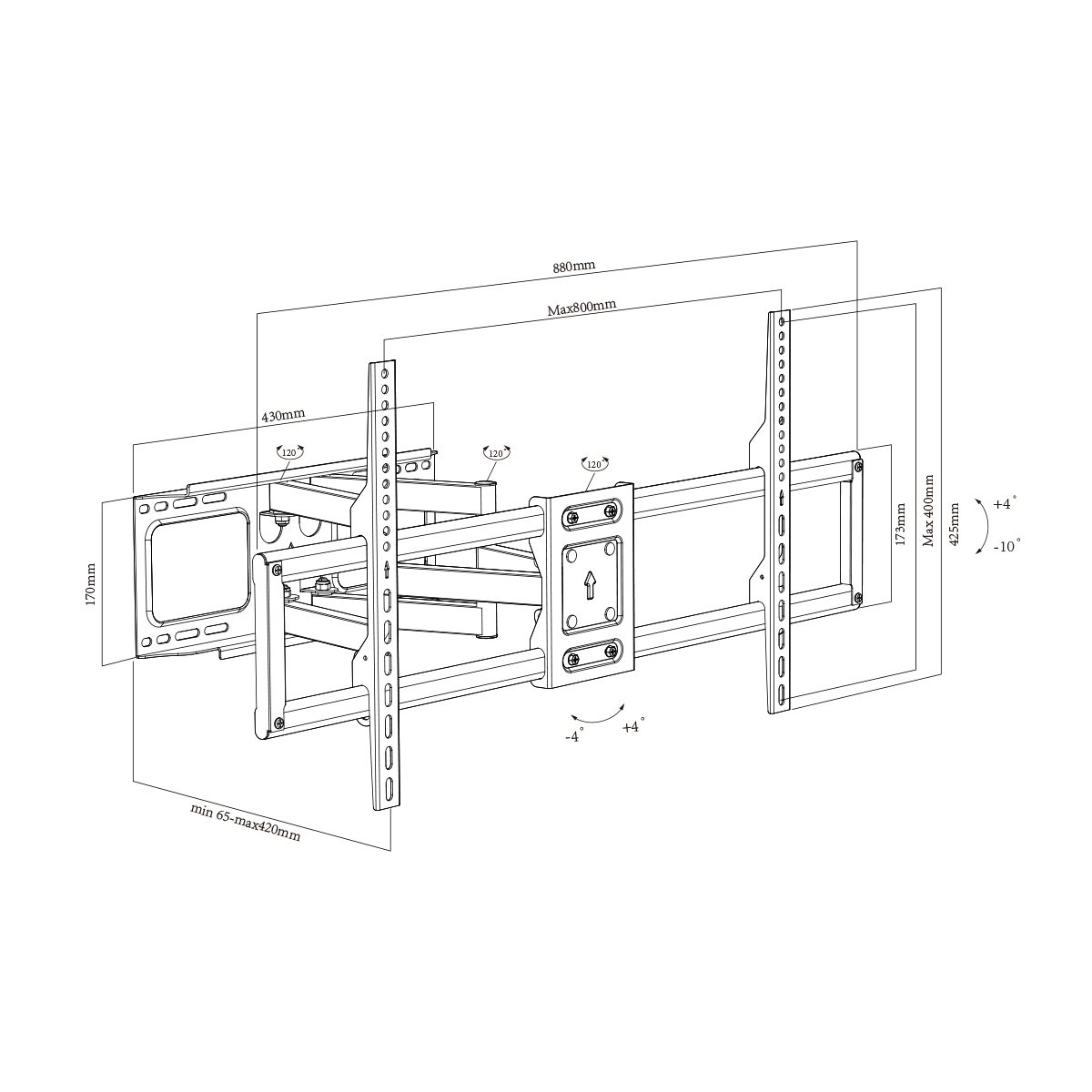 Universal Mounting Pattern Cantilever TV Wall Mount Bracket