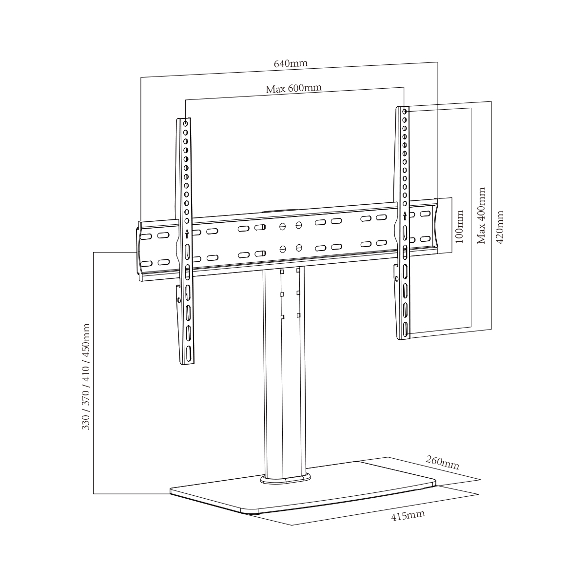 Tempered TV Stand Table Tabletop TV Mount