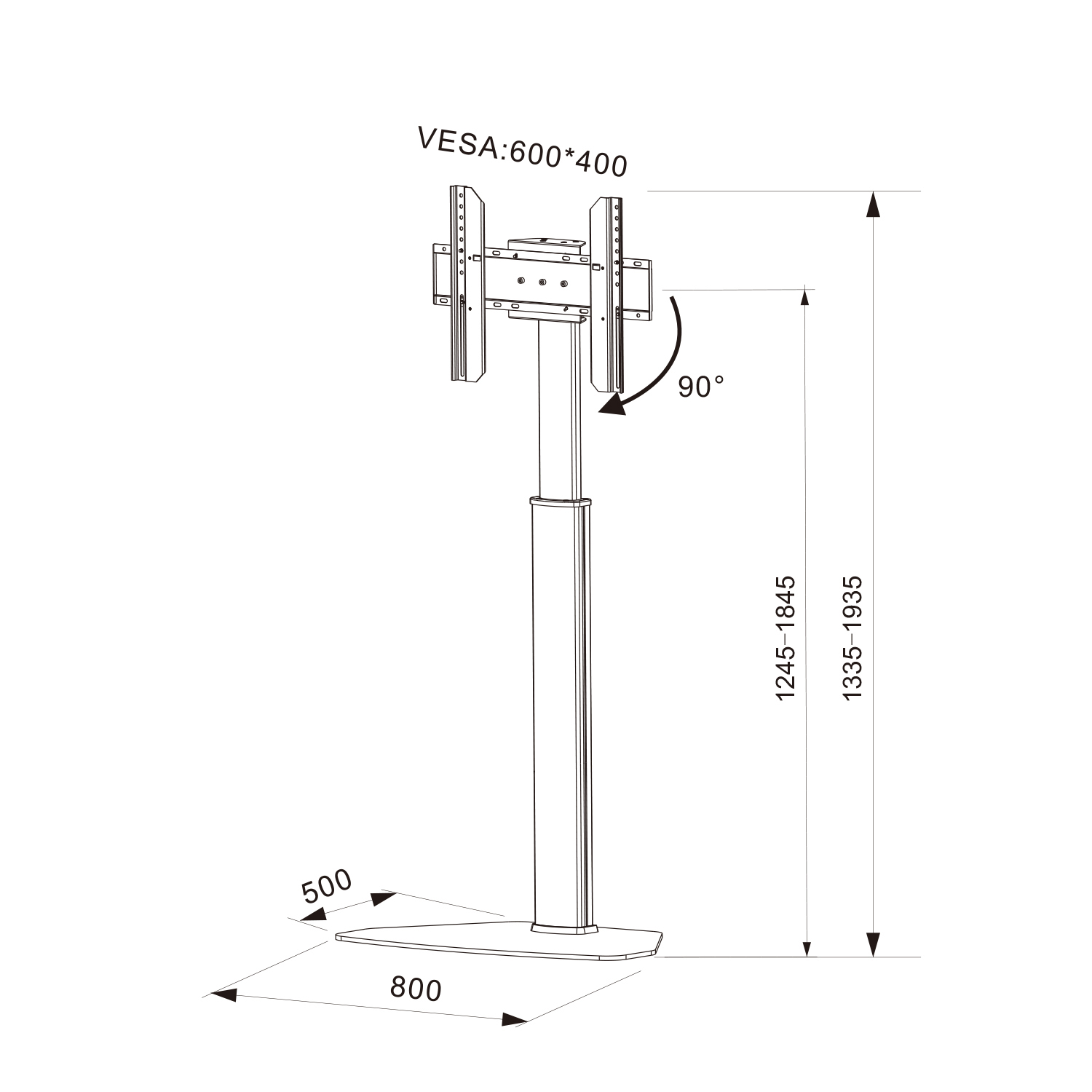 Height Adjustable Floor TV Stand