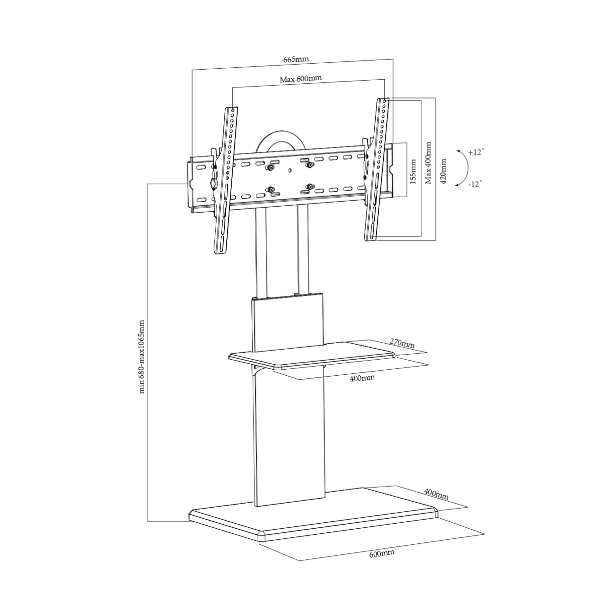 Universal Swivel Tilt TV Stand with Wooden Base