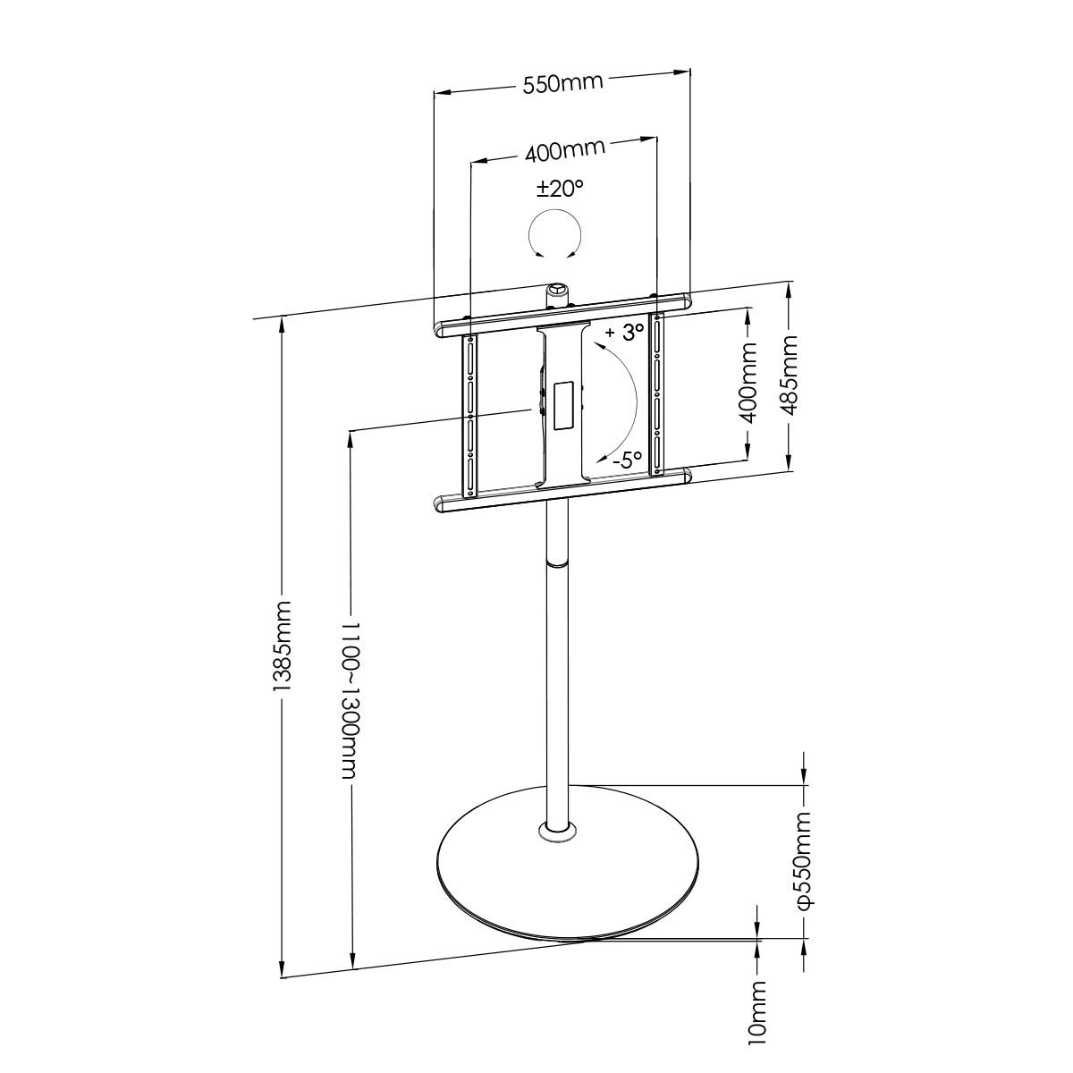 LED Light Elegant Free standing Modern TV Floor Stand