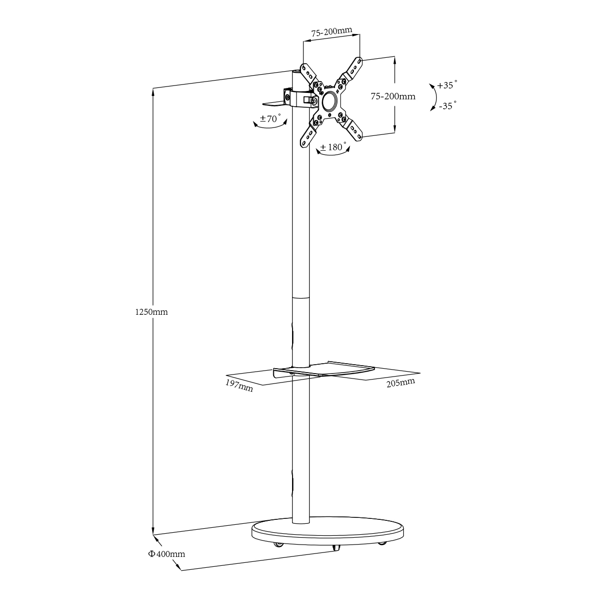 Free standing Modern TV Floor Stand