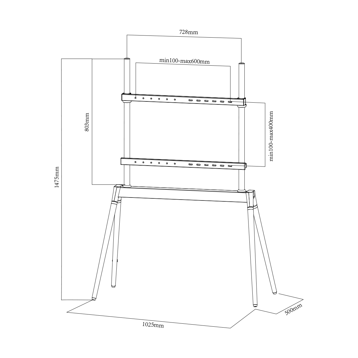 Artistic Easel 42 to 70 inch LED LCD Screen, Studio TV Display Stand, Adjustable TV Mount with Swivel, Hidden Cable Management