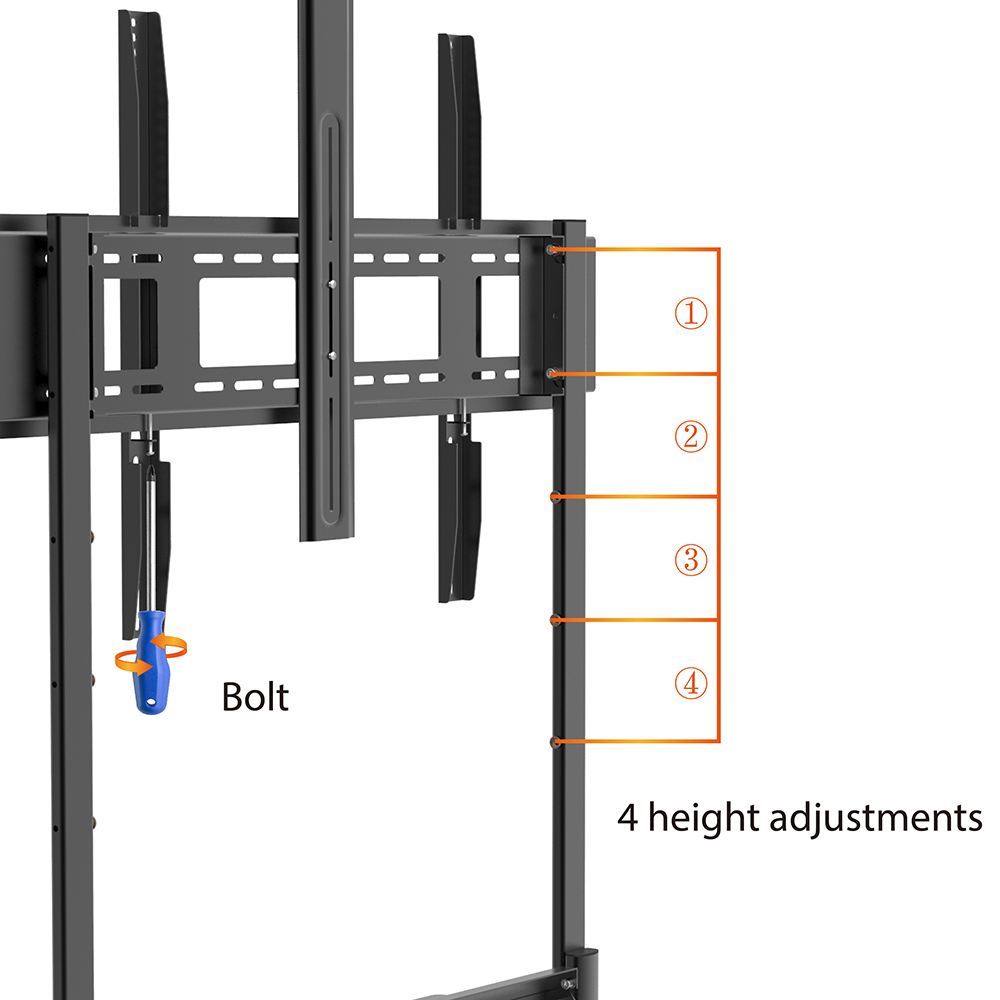 Height Adjustable Mobile TV Trolley