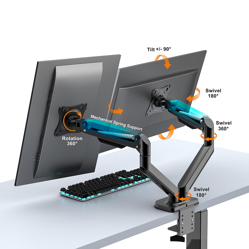 Mechanical Spring Dual Monitor Arm Mount