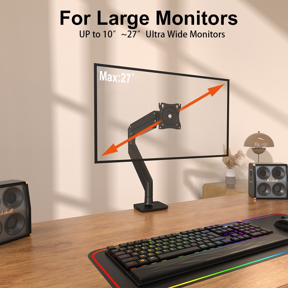 Single Monitor Arm Bracket with Superspeed USB Data Transfer