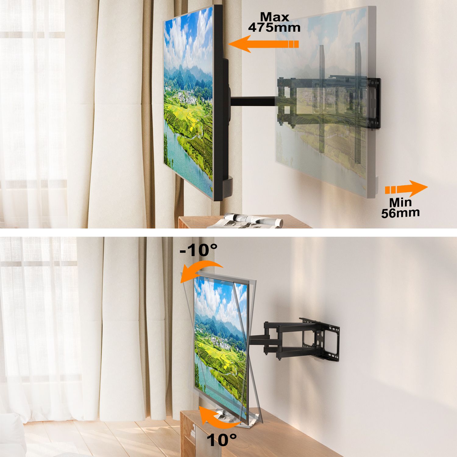 Full Motion TV Monitor Wall Mount