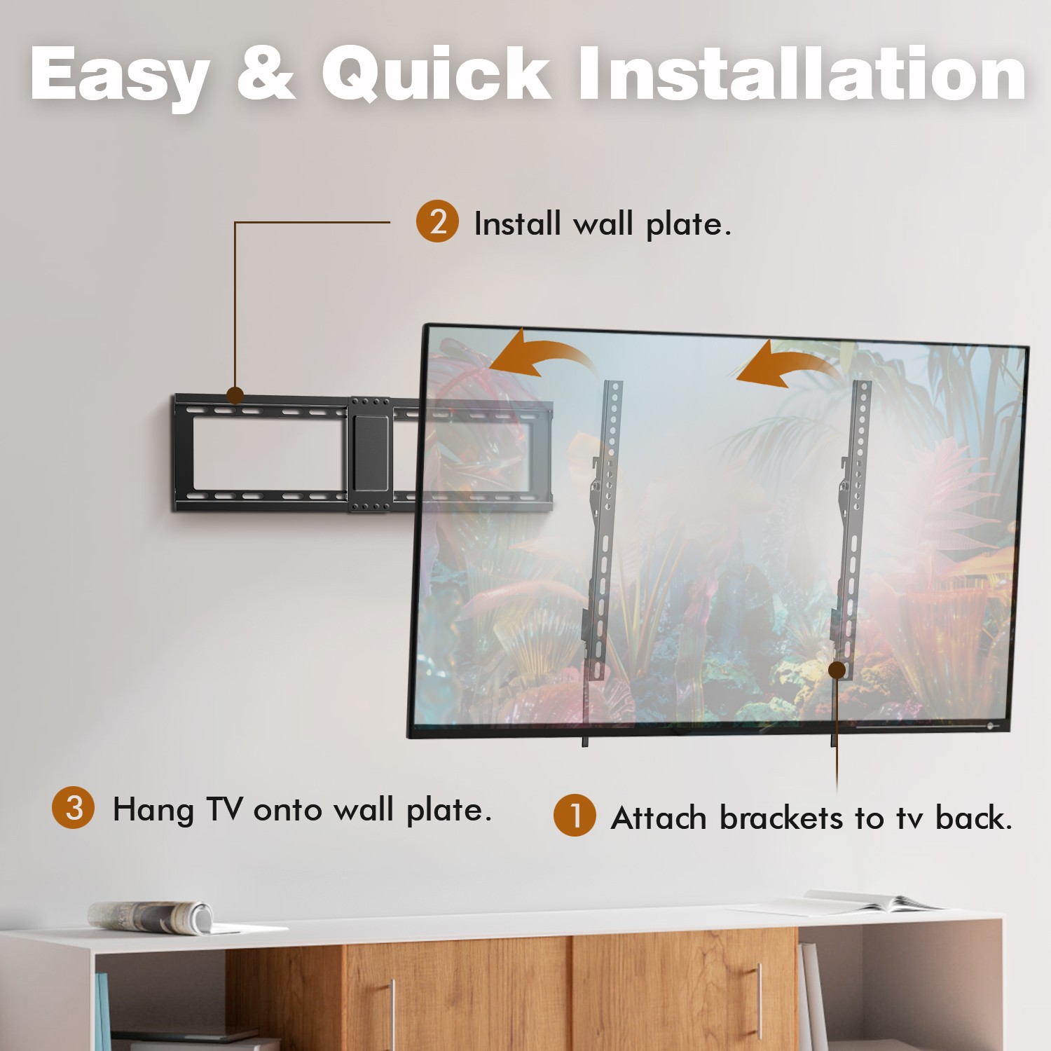 Slim Profile Design Saving Space Tilt TV Mount Bracket