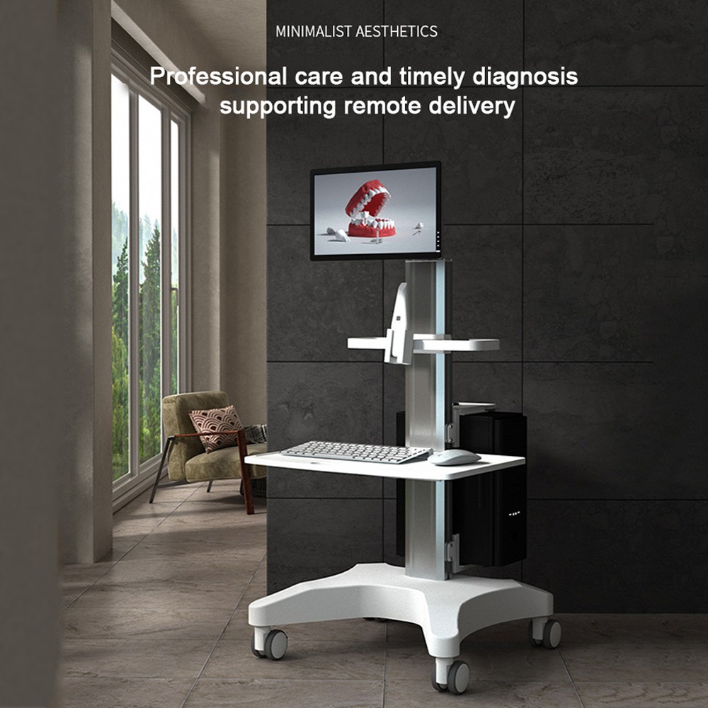 Wholesale Height Adjustable Touchscreen Computer Cart Medical Cart Medical Trolley for Dental Clinic Hospital