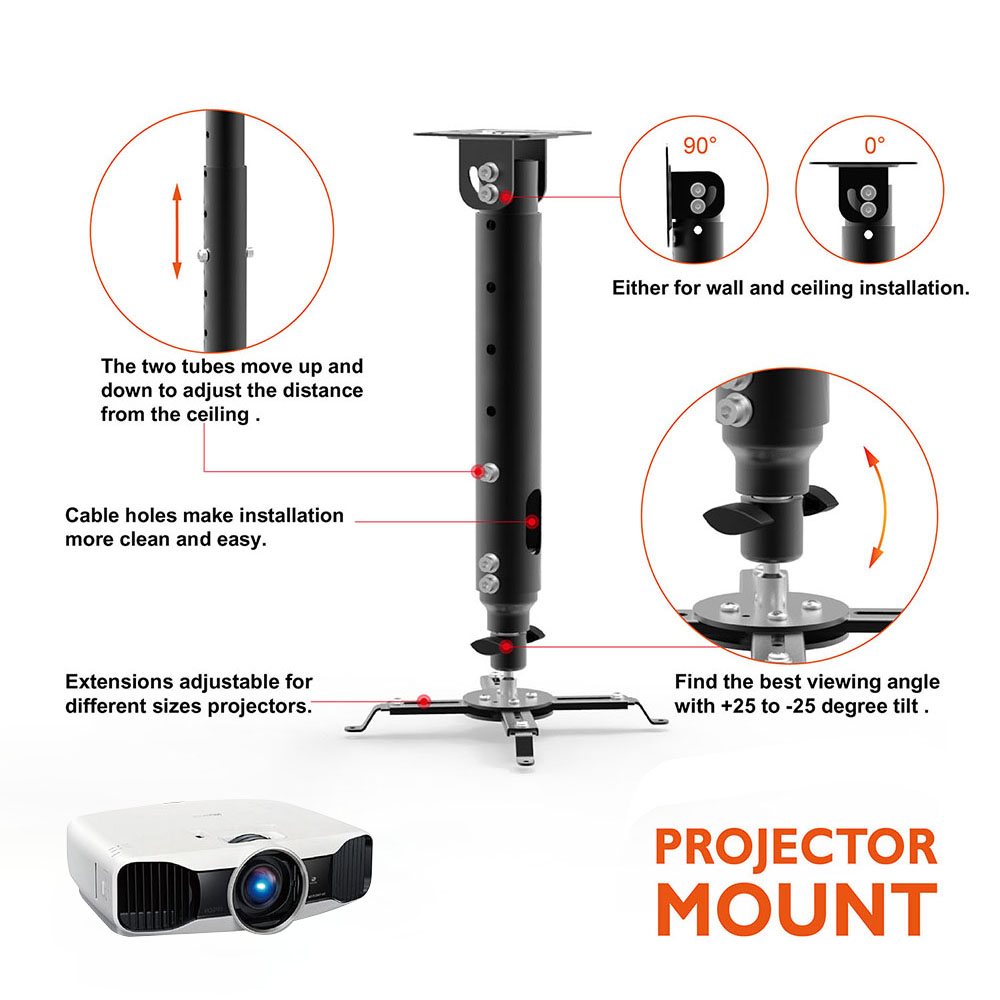 Height Adjustable Projector Ceiling Mount