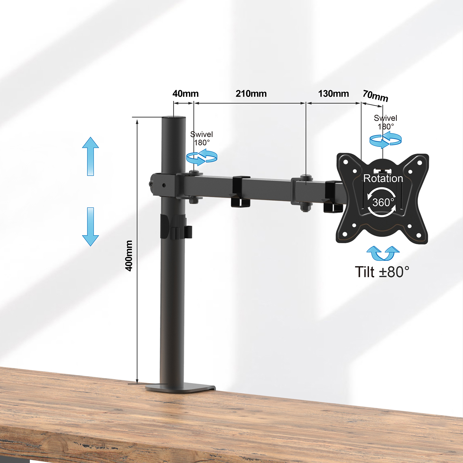 LONG ARM SINGLE MONITOR ARM STAND