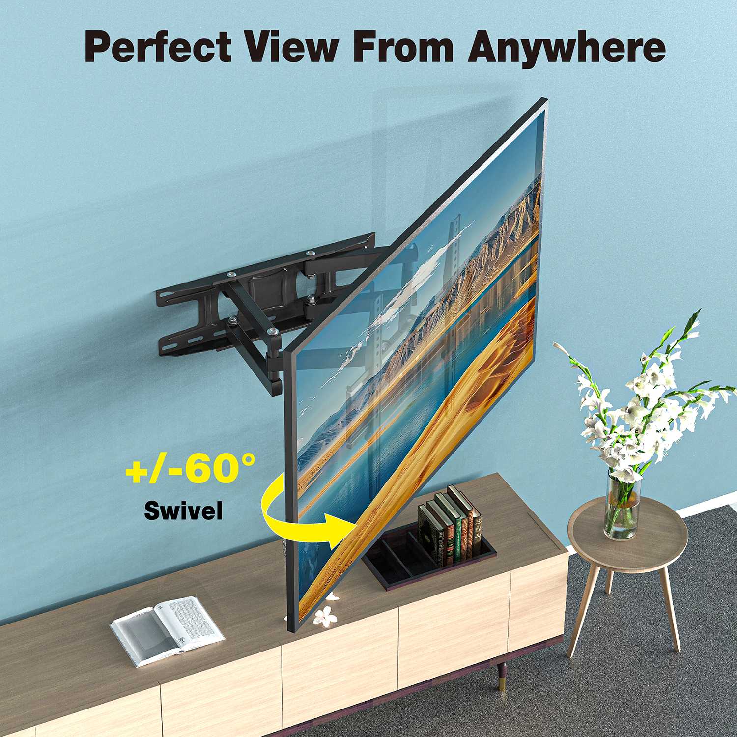 Full Motion TV Bracket TV Mount with Swivel and Tilt