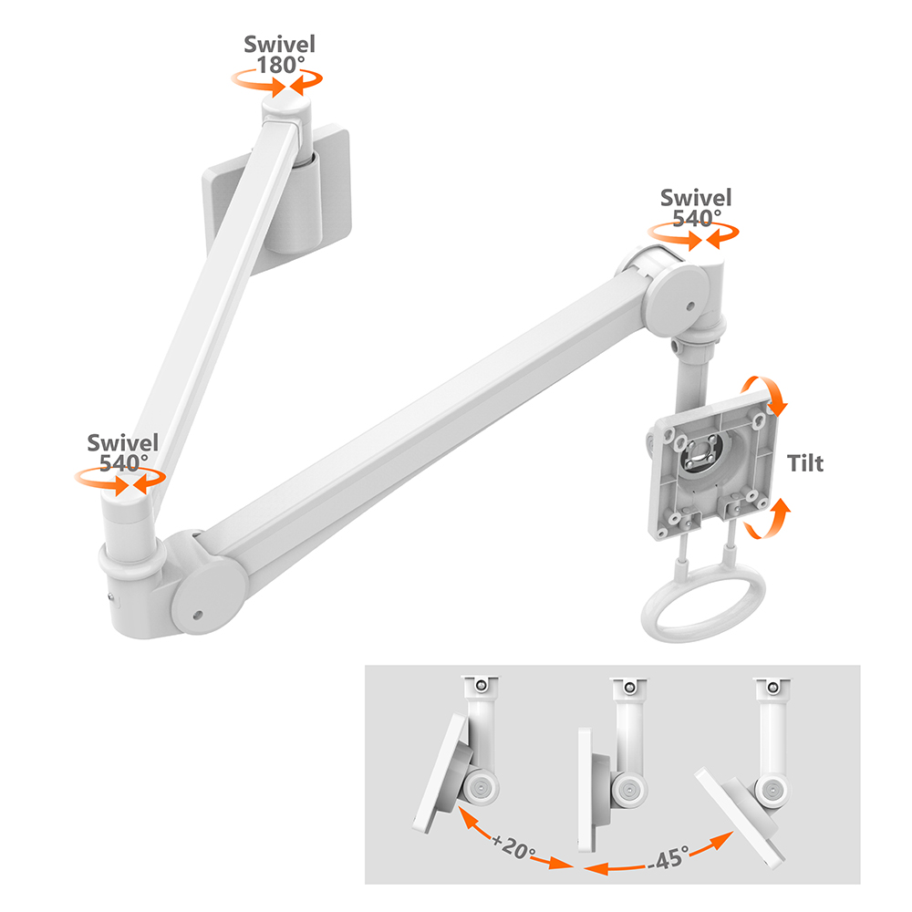 Wholesale Long Arm Medical Grade Monitor Tablet Wall Mount for Assisted Living Centers, Home Healthcare