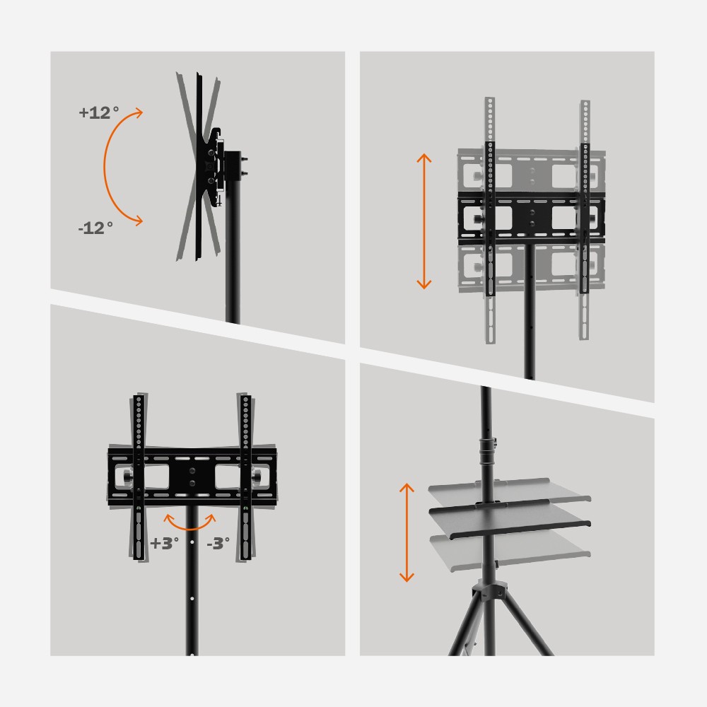 TV Display Stand Mount with Tray