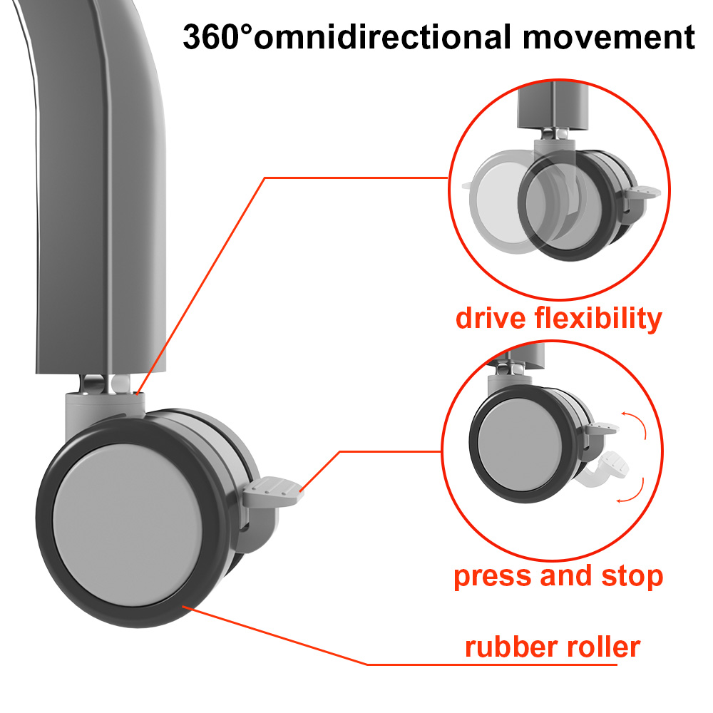 Height Adjustable Mobile TV Trolley Wheels