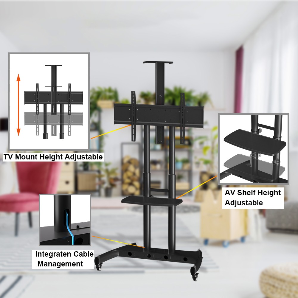 Modern Floating Furniture Max VESA 600*400mm Floor TV Stand with Wheels