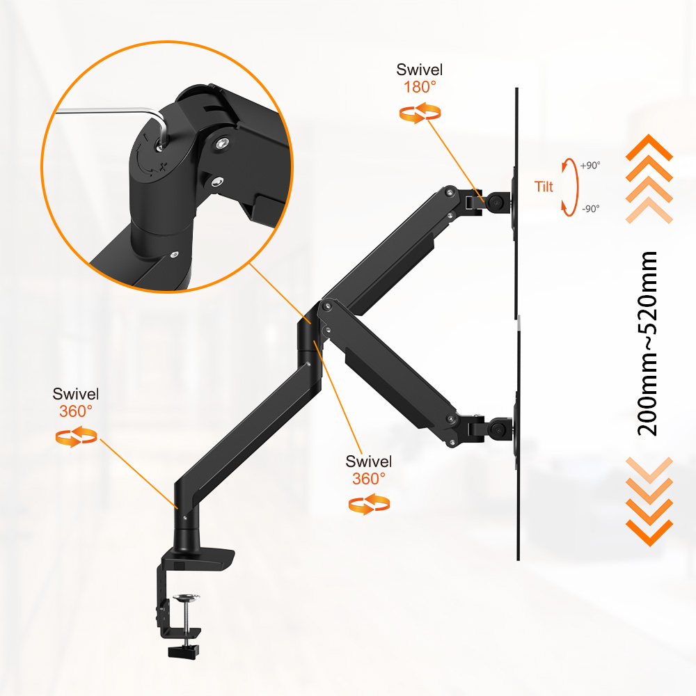 Single Monitor Arm Bracket with Superspeed USB Data Transfer