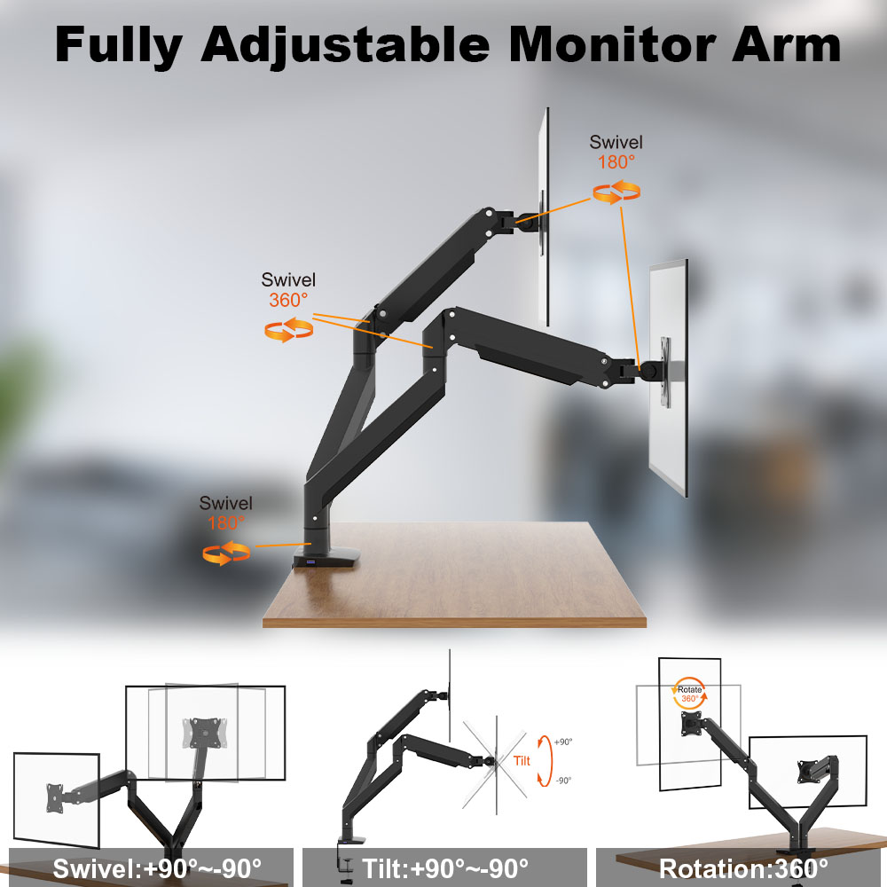 Dual Monitor Arm Mount with USB Data Transfer