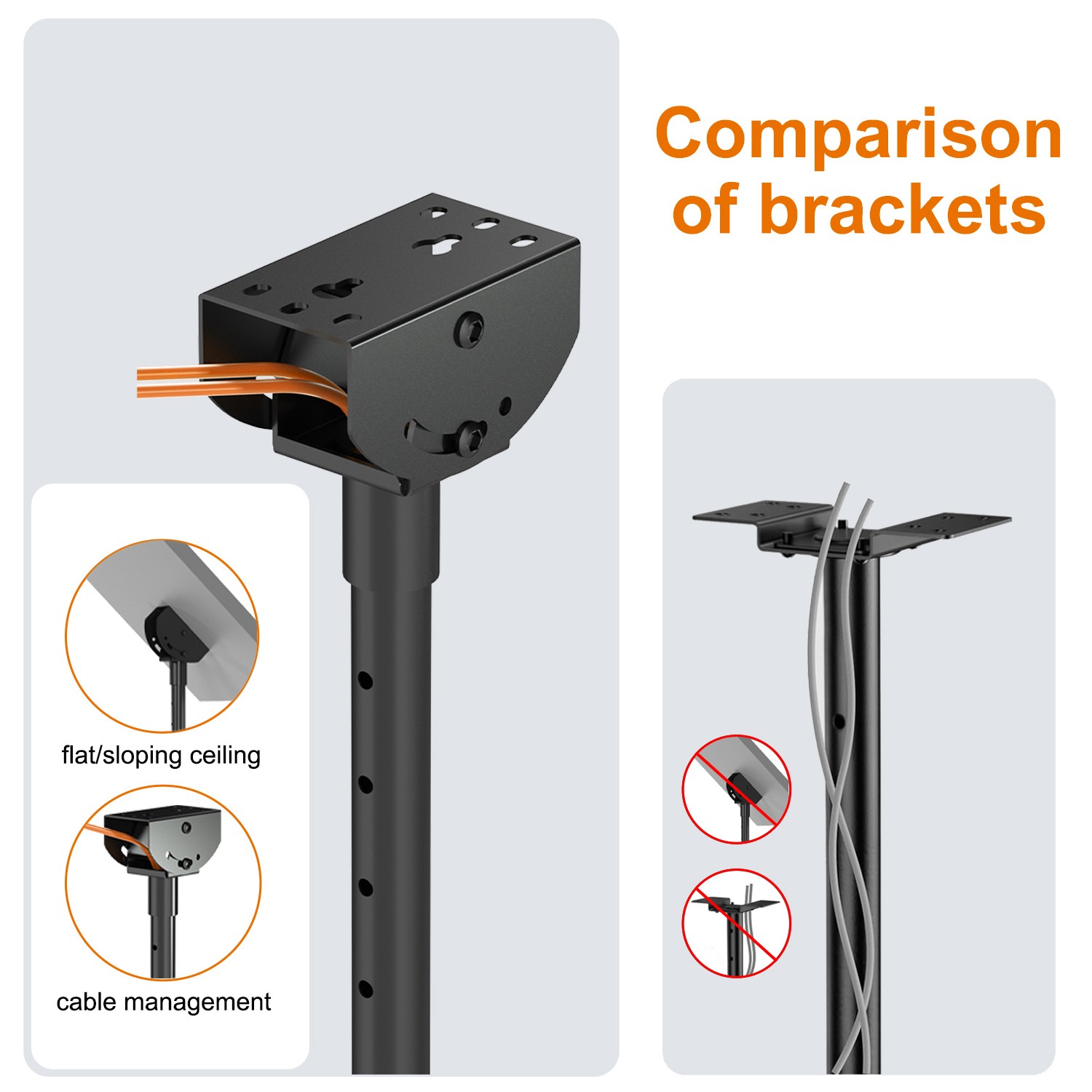 26 to 65 Inch Adjustable Bracket Ceiling TV Mount Roof Mount