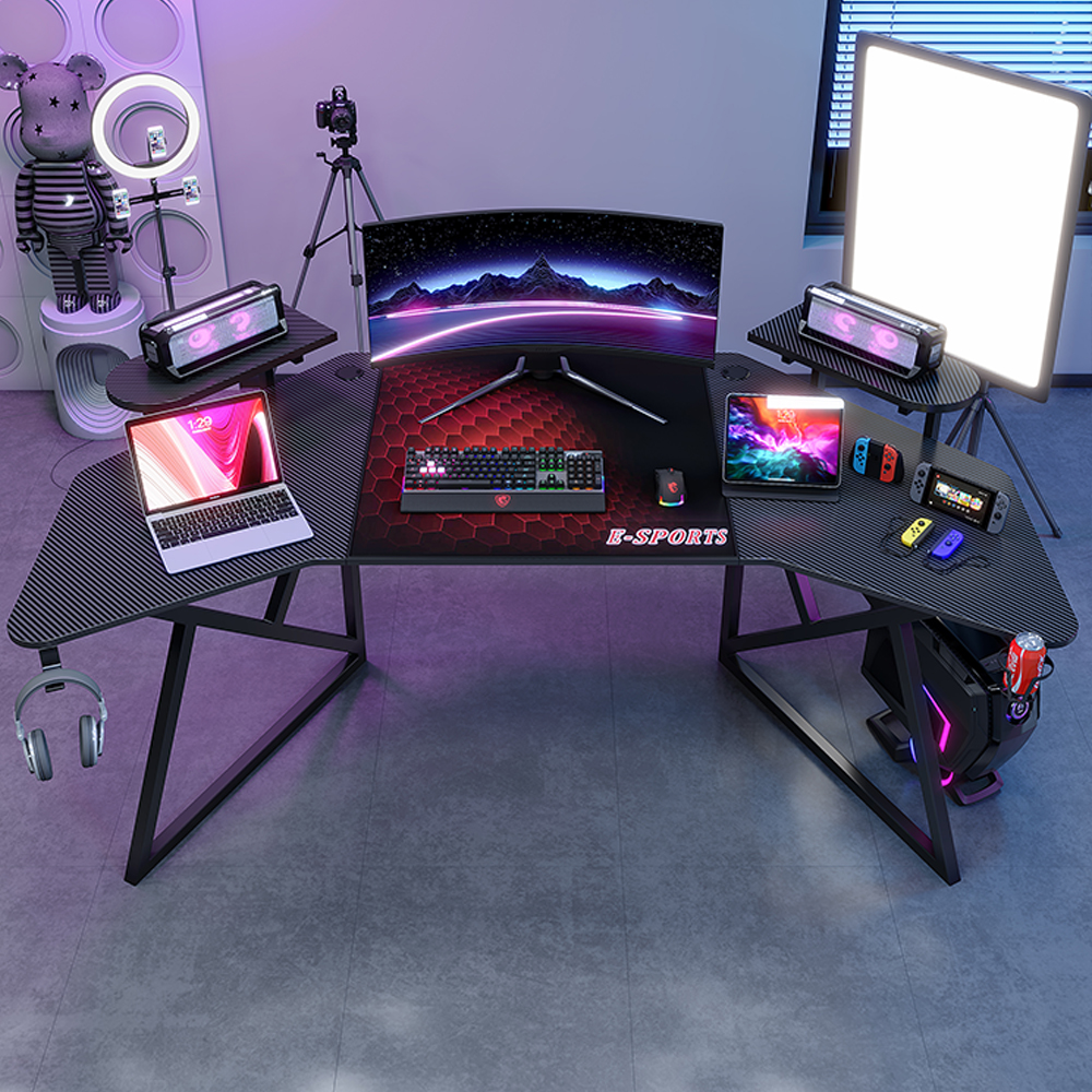 WHITE CURVED GAMING DESK COMPUTER TABLES