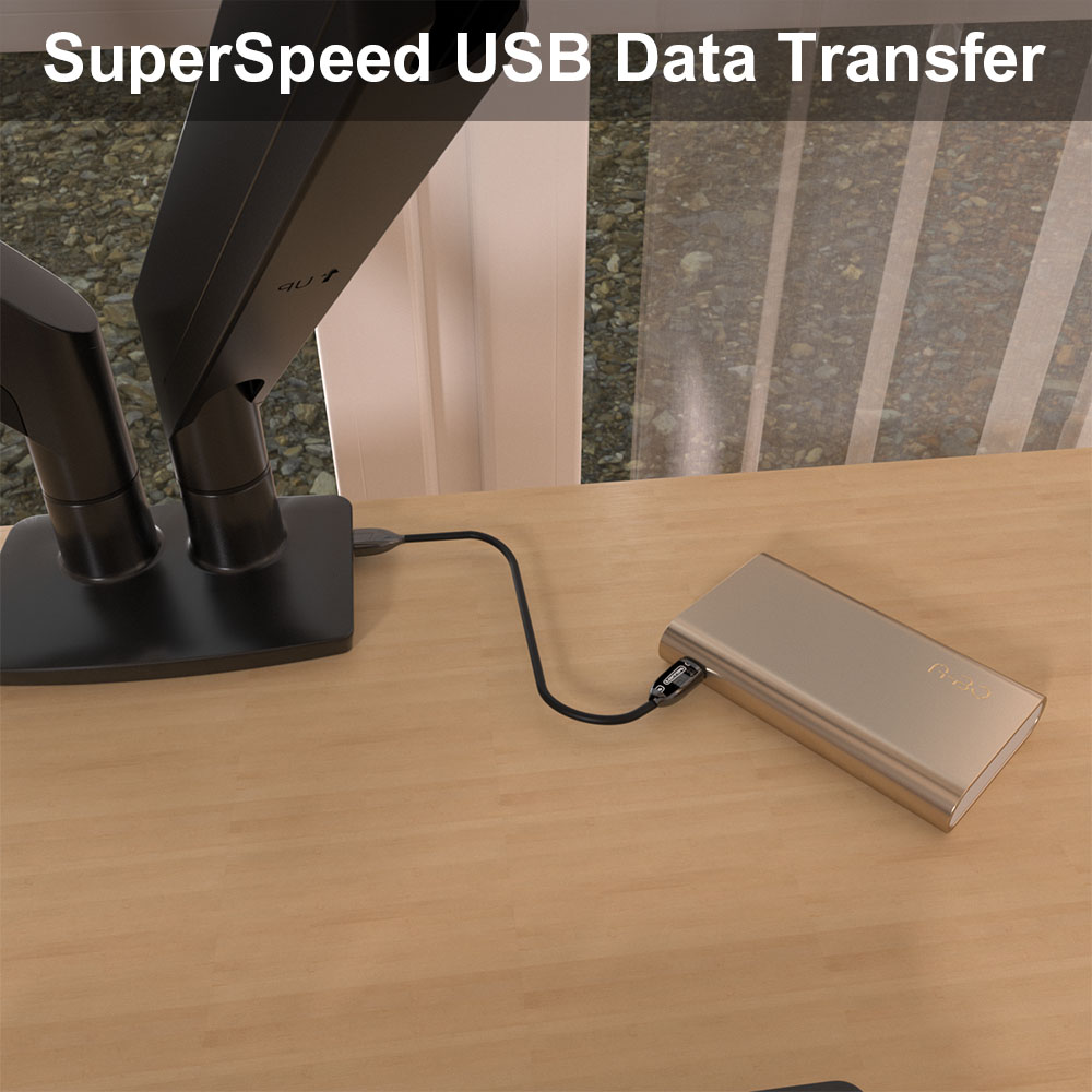 Dual Monitor Arm Mount with USB Data Transfer