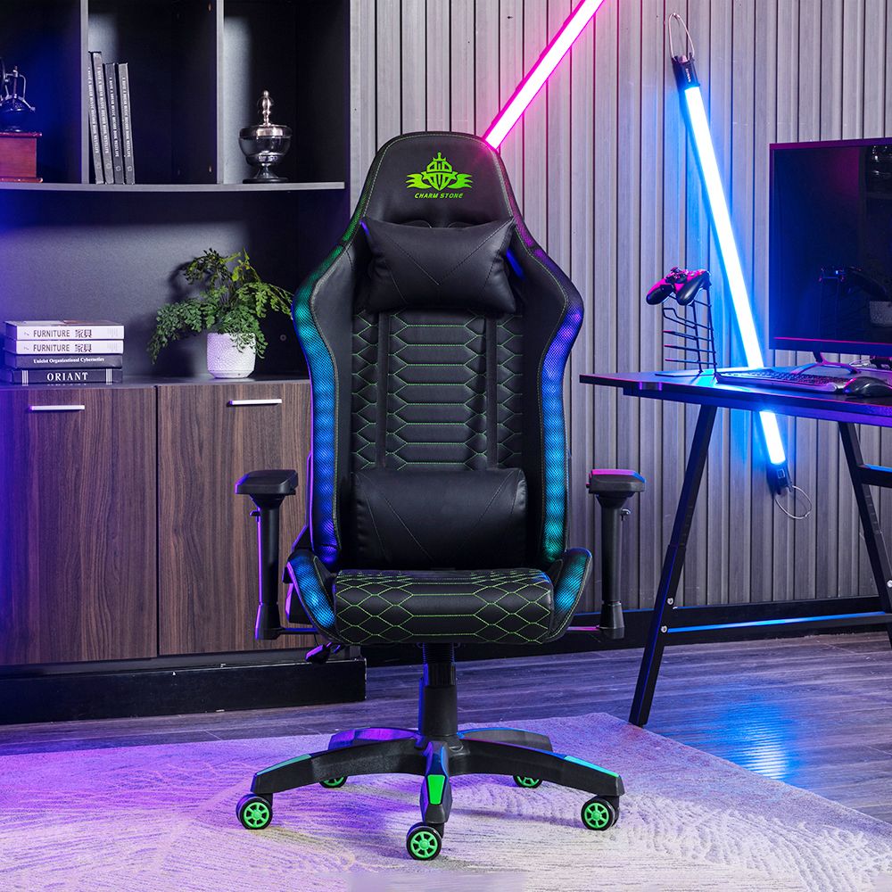 Gaming Chair Ergonomic Leather Chair with RGB Light